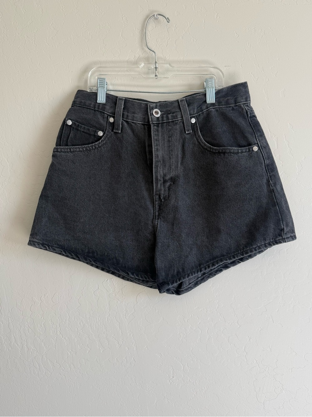 High-Rise Black Denim Jean Shorts #P160